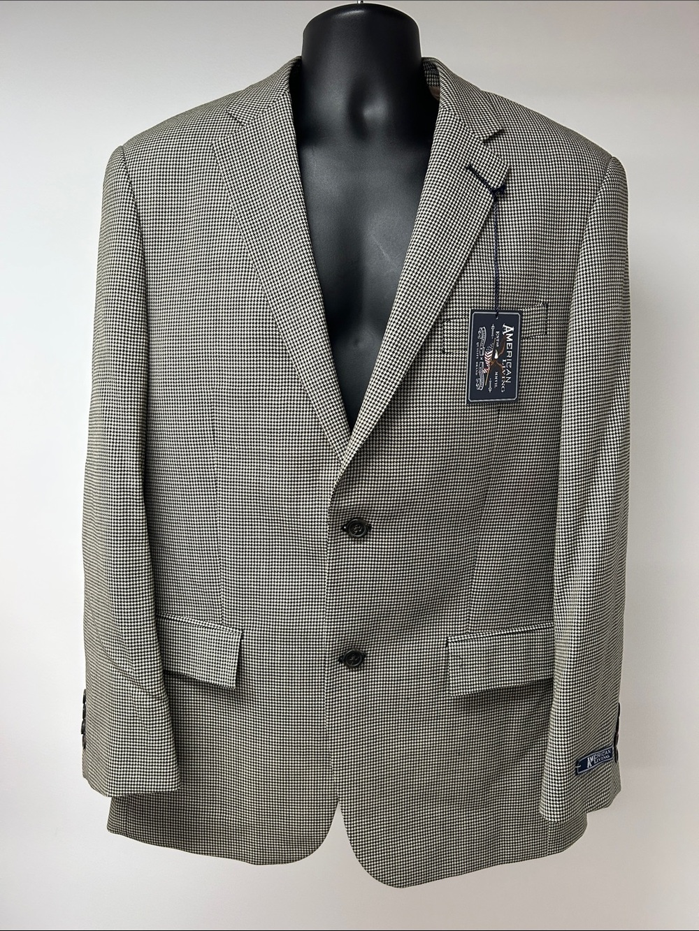 NWT American Living 100% Wool Houndstooth Blazer Sport Coat 40R Black White